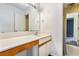 Bathroom vanity with mirror and sink and lots of storage and electrical outlets for convenience at 6703 Jefferson Pl. # G5, Myrtle Beach, SC 29572