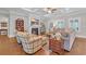 Cozy living room featuring a fireplace, a comfortable sofa and plaid armchairs with natural light at 700 Shell Point Ct., Longs, SC 29568