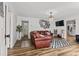 Inviting living room with hardwood floors, a stylish rug, and a comfortable leather sofa at 708 15Th Ave., Conway, SC 29526