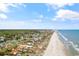 Beautiful aerial view of waterfront houses with blue sky and shoreline along a sandy beach at 8861 Chandler Dr. # F, Surfside Beach, SC 29575