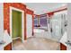Bathroom with floral walls, garden tub, and glass-enclosed shower at 105 Willow Bay Dr., Murrells Inlet, SC 29576