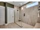 Modern bathroom with a sleek, glass-enclosed shower and a built-in bench for a spa-like experience at 115 Northbrook Dr, Murrells Inlet, SC 29576