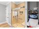 Luxurious walk-in shower with a glass door, built-in seat, and convenient shelving at 116 Sago Palm Dr., Myrtle Beach, SC 29579