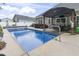 Backyard pool with an outdoor dining area and a nearby hot tub provides the perfect spot for relaxation at 144 Baylee Circle, Aynor, SC 29544
