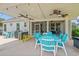 Covered patio with teal dining set, ceiling fans, and a bar area at 1715 Lake Egret Dr., North Myrtle Beach, SC 29582