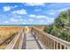 Beach access with a wooden boardwalk through grassy dunes leading to the ocean at 2300 N Ocean Blvd. # 132, Myrtle Beach, SC 29577