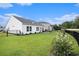 Large backyard features a well-manicured lawn with fenced perimeter and charming patio at 247 Grove Park Grove Park Loop, Murrells Inlet, SC 29576