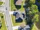 Overhead aerial view of the property, highlighting the roof, landscaping, and proximity to the neighborhood at 2715 Wood Creek Ln., Conway, SC 29527