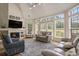 Bright living room with large windows, fireplace, and comfortable seating at 280 Oatland Lake Rd., Pawleys Island, SC 29585