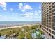 Aerial image of a condo complex, highlighting its proximity to the beach and ocean at 4800 S Ocean Blvd. # 514, North Myrtle Beach, SC 29582