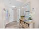Bright entryway with a mirror, console table and view of door at 4800 S Ocean Blvd. # 514, North Myrtle Beach, SC 29582