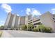 Beautiful hotel exterior with ocean views and convenient parking garage access at 4800 S Ocean Blvd. # 514, North Myrtle Beach, SC 29582