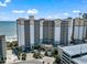 A high angle view of the multi-story hotel and surrounding landscape including the beach and ocean at 4800 S Ocean Blvd. # 920, North Myrtle Beach, SC 29582