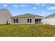 The backyard features a covered patio and a lawn at 572 Woodland Farms Circle, Aynor, SC 29511