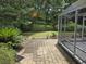 The backyard features a patio, a screened-in porch, and lush greenery at 6542 Wellington Dr., Murrells Inlet, SC 29576