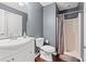 Compact bathroom featuring a single sink, toilet and shower at 7700 Porcher Dr. # 3205, Myrtle Beach, SC 29572
