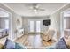 Cozy living room features a comfortable chair, TV, and access to a balcony with beautiful views at 121 Easy St., Garden City Beach, SC 29576