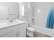 Clean bathroom featuring a tub and shower combination with modern fixtures and vanity at 124 Castaway Key Dr., Pawleys Island, SC 29585