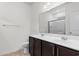 Bathroom featuring double sinks, lots of storage, and a large mirror at 124 Shady Arbor Loop, Longs, SC 29568