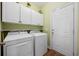 Bright laundry room with white cabinets, washer, and dryer at 1304 Marley St., Conway, SC 29527