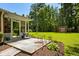 Covered patio with seating overlooking the landscaped backyard at 1478 Bluegil Dr., Longs, SC 29568
