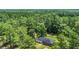 Aerial view of a home surrounded by lush forest and featuring a large backyard at 265 Powell Loop, Andrews, SC 29510