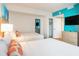 Comfortable bedroom with two beds, a dresser, and a modern color scheme at 3000 N Ocean Blvd. # 209, Myrtle Beach, SC 29577