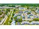 An attractive aerial view displays the building exteriors and surrounding community, with a parking lot, trees, and nearby shops at 3700 Golf Colony Lane # 2-J, Little River, SC 29566