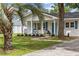 Charming home with a well-manicured lawn, colorful plants, and blue shutters at 412 Middleton Dr., Pawleys Island, SC 29585