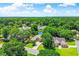 A high aerial shot of homes surrounded by mature trees, a pond, and manicured lawns on a sunny day at 4499 Firethorne Dr., Murrells Inlet, SC 29576