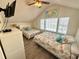 This bedroom has two beds, a vaulted ceiling and coastal decor at 6001-B5 S Kings Hwy., Myrtle Beach, SC 29575