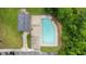 Aerial view of a community pool area with surrounding buildings and green spaces at 615 Carter Ln. # D6, Conway, SC 29526