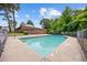 Fenced in community pool with a shallow end marked at 3 1/2 feet for safety at 615 Carter Ln. # D6, Conway, SC 29526