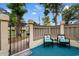 Inviting outdoor patio area with blue tiled flooring and comfortable seating for relaxation and enjoyment at 620 15Th Ave. S # 87, Surfside Beach, SC 29575