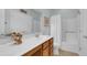 Bright bathroom with vanity, decorative accents, and a shower with a curtain at 698 Lafayette Park Dr., Little River, SC 29566
