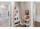 Entryway with a built-in bench, decorative accents, and access to a bathroom with a shower at 908 Pelagic Loop, Myrtle Beach, SC 29579