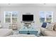Bright living room featuring large windows, comfortable seating, and a stylish entertainment center at 914 Mary Read Dr., North Myrtle Beach, SC 29582