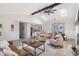 Open concept living area featuring a vaulted ceiling, beam accents and a seamless flow to the kitchen at 1008 Plantation Dr., Surfside Beach, SC 29575