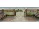 Beach access featuring wooden stairs and benches, with views of the sandy beach and ocean at 1207 S Ocean Blvd. # 20403, Myrtle Beach, SC 29577