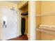 A small closet with shelving and ironing board is available at 1501 S Ocean Blvd. # 805, Myrtle Beach, SC 29577
