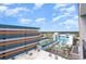 Wide exterior view of resort building and waterpark with sunny skies at 1501 S Ocean Blvd. # 805, Myrtle Beach, SC 29577