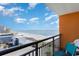 Relax on this balcony with ocean views and seating, perfect for enjoying the sea breeze at 1501 S Ocean Blvd. # 915, Myrtle Beach, SC 29577