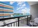 Balcony view showing the city landscape and the building with a blue sky background at 1501 S Ocean Blvd. # 915, Myrtle Beach, SC 29577