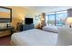 Cozy room with two beds, dresser, table, and balcony access, with a relaxing vibe at 1501 S Ocean Blvd. # 915, Myrtle Beach, SC 29577