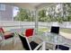 Relaxing screened porch with ample seating and view of the fenced backyard at 160 Juniata Loop, Little River, SC 29566