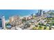 Aerial view of hotels with beach access, showcasing a vibrant coastal city with luxurious accommodations and oceanfront enjoyment at 2000 N Ocean Blvd. # 1209, Myrtle Beach, SC 29577