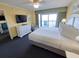 Inviting bedroom with a plush bed, flat-screen TV, and private balcony access at 2007 S Ocean Blvd. # 604, Myrtle Beach, SC 29577