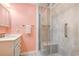 Beautifully updated bathroom with a modern glass-enclosed shower and stylish vanity at 415 Ocean Creek Dr. # 2373, Myrtle Beach, SC 29572