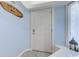 Home entryway features light blue walls, light-colored wood-look floors, and a white front door at 415 Ocean Creek Dr. # 2373, Myrtle Beach, SC 29572