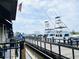 A waterfront with fishing boats docked along a wooden pier and a Carolina flag at 66 Johnstone Ln., Georgetown, SC 29440